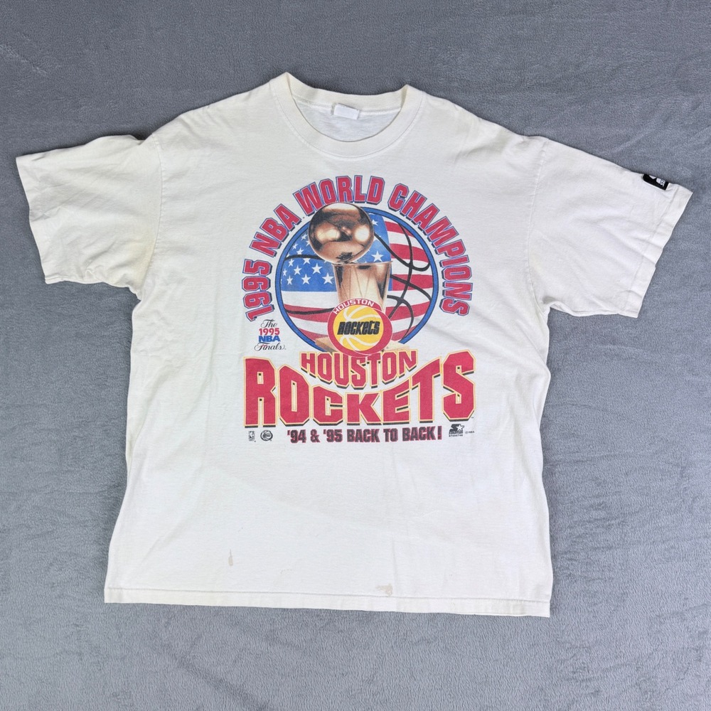 Houston Rockets NBA World Champions Starter T-Shirt Men Large White Vintage 1995